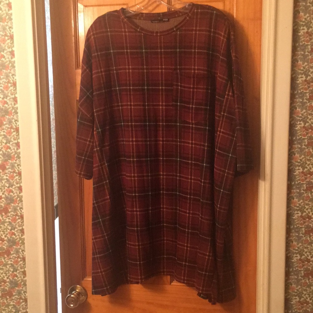 Plaid/Flannel Style T-Shirt Dress